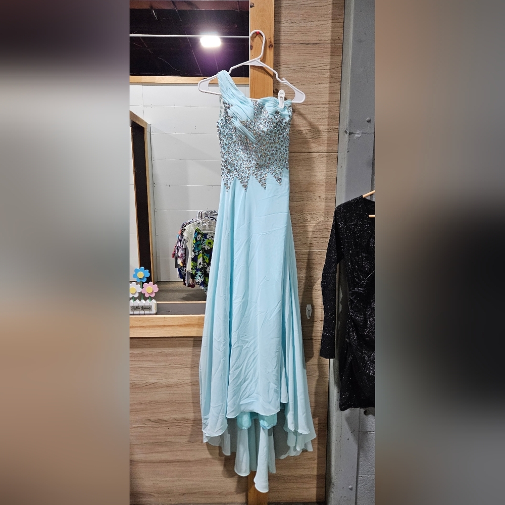 Grace Karin size 6 light blue one strap prom /homecoming dress Elegant Formal